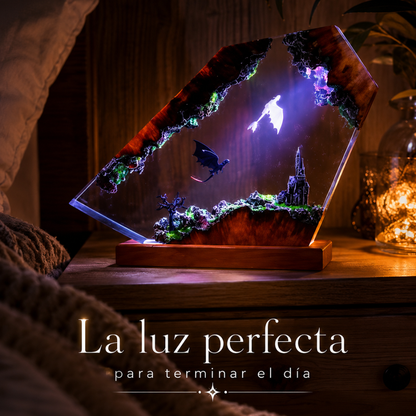 Lámpara Decorativa de Resina y Madera