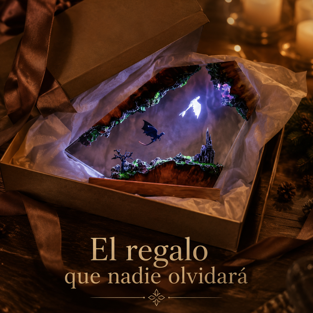 Lámpara Decorativa de Resina y Madera