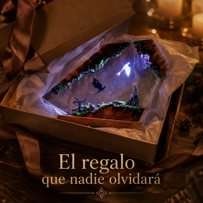 Lámpara Decorativa de Resina y Madera
